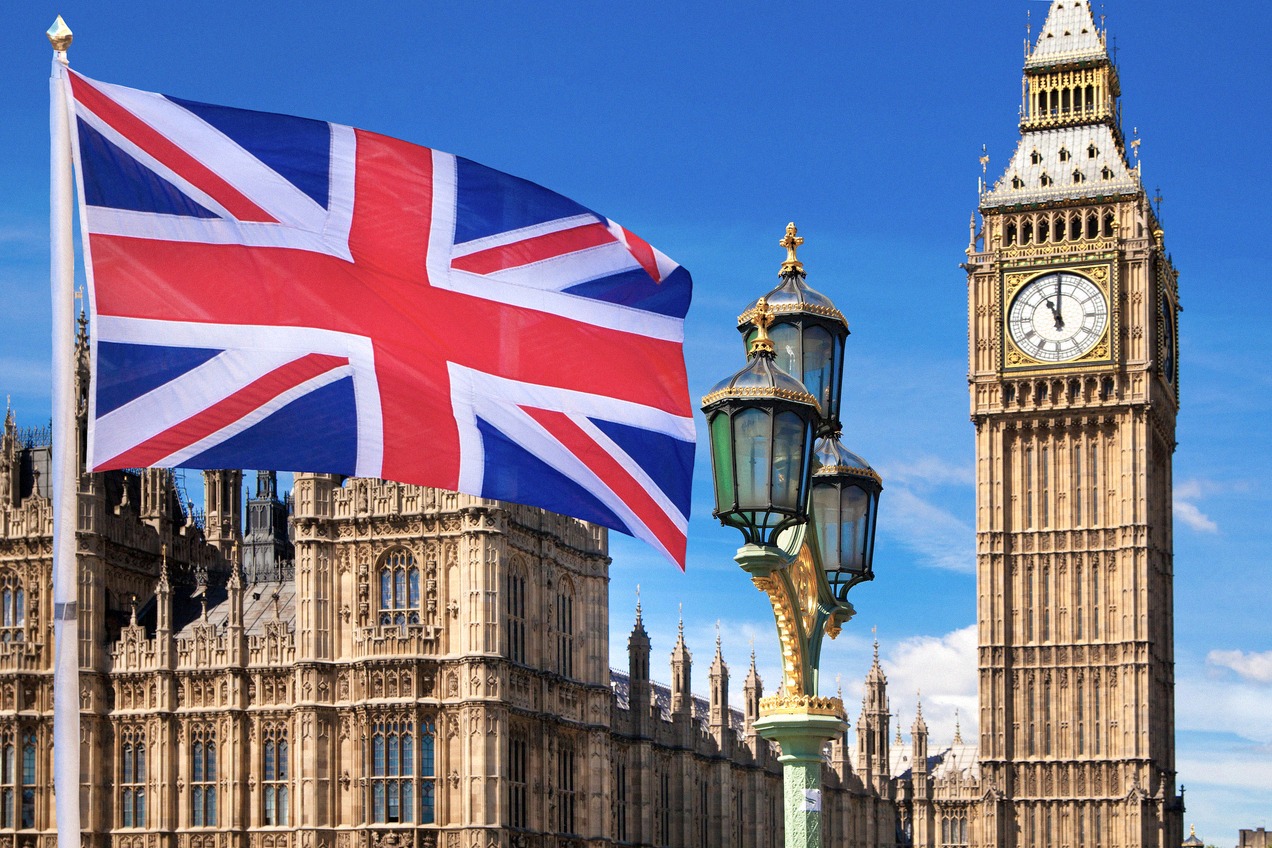 Union Jack vor Big Ben in London